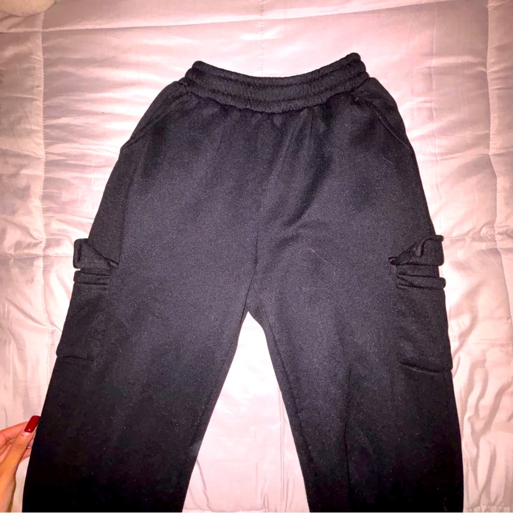 black cargo sweatpants